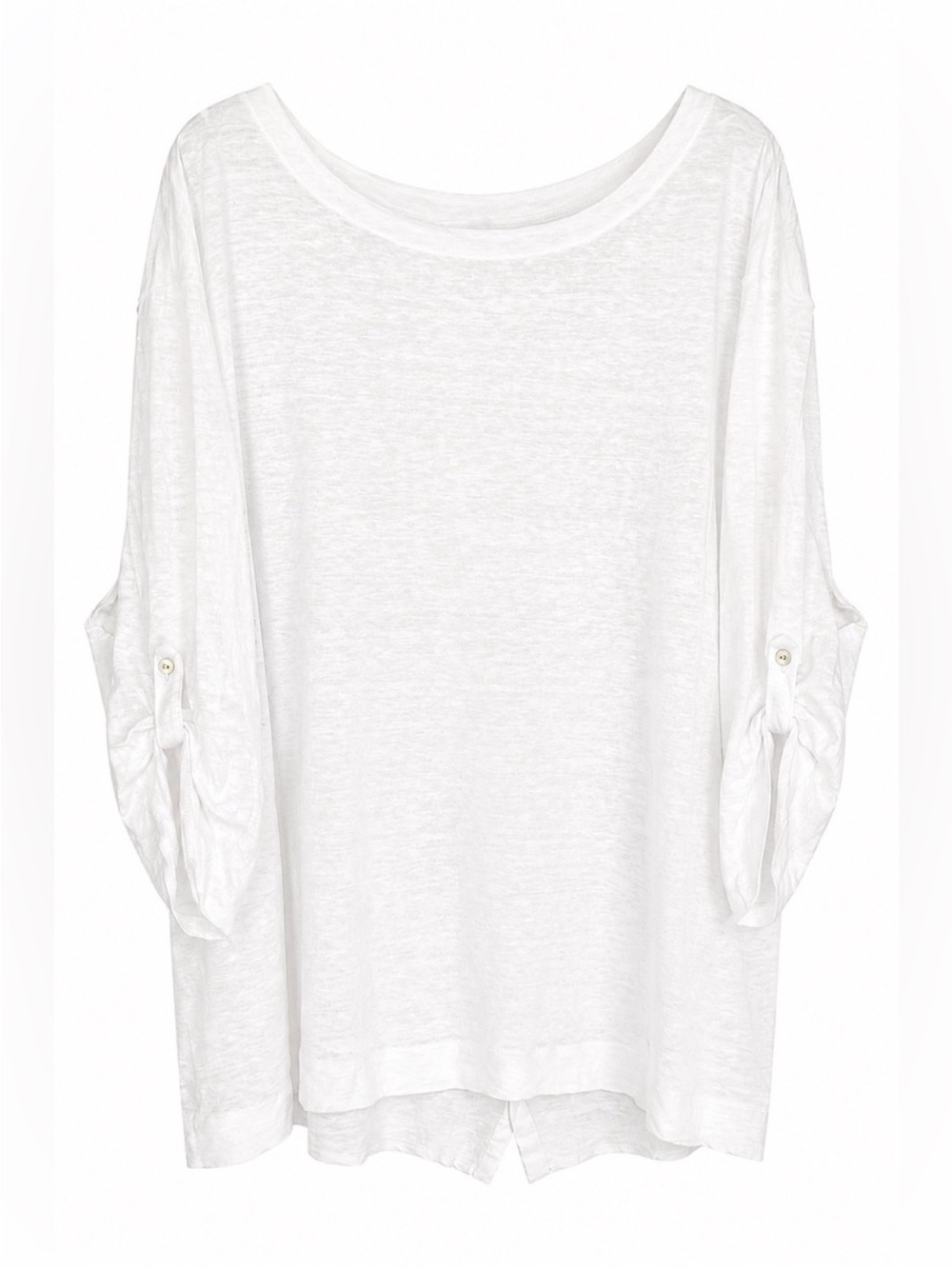 Adrienne Vittadini White Linen Top Roll Tab Nautical Quite Luxury‎ 2X Beach